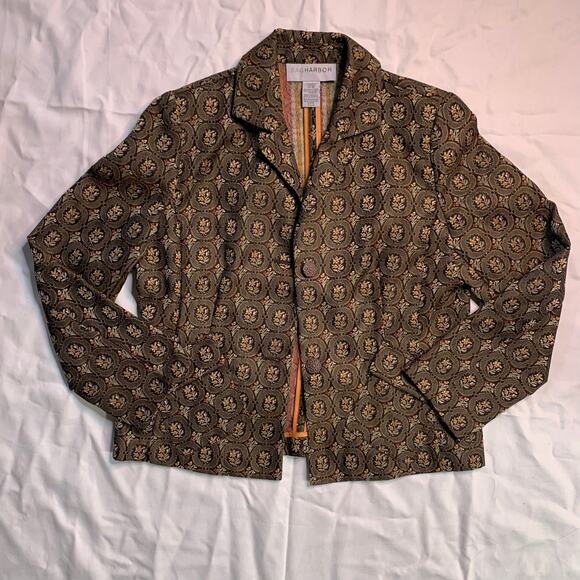 Sag Harbor Women's Blazer Jacket BROWN GOLD ORANGE Size 12 VINTAGE - Picture 1 of 4